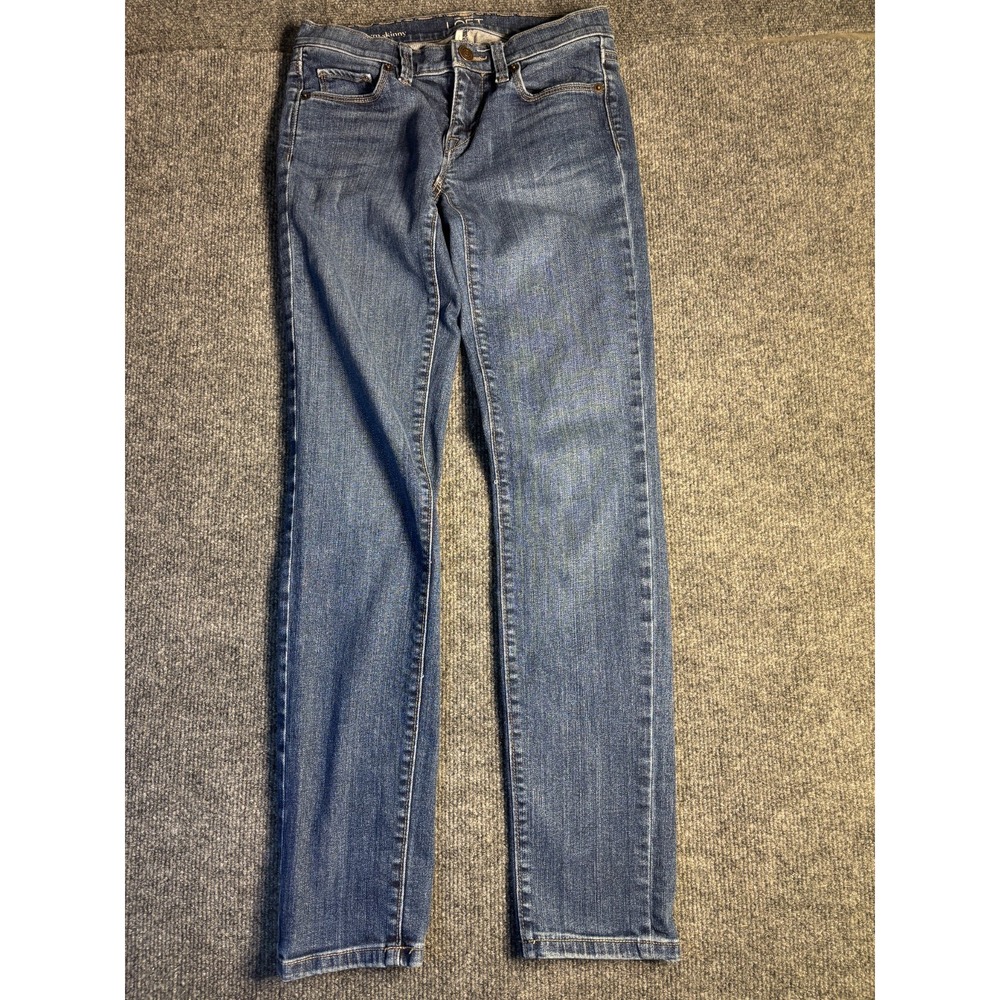 LOFT Jeans Women 24/00 Blue Denim Regular Fit Low Rise Comfort Modern Skinny Leg